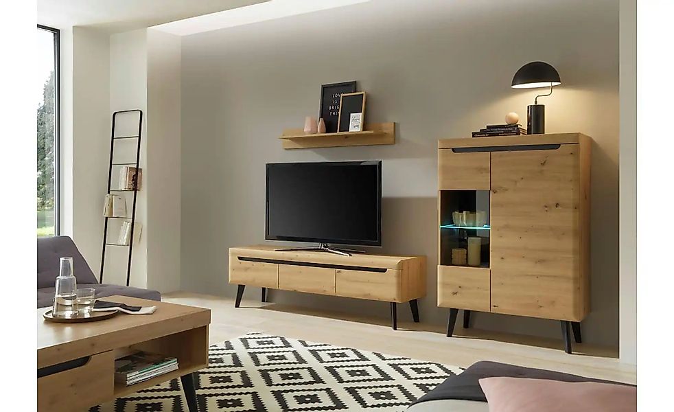 Wohnwand  Tineo ¦ holzfarben ¦ Maße (cm): B: 270 H: 170 Kommoden & Sideboar günstig online kaufen