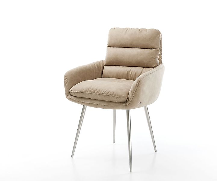 Esszimmerstuhl Abelia-Flex mit Armlehnen Mikrofaser Beige Vintage 4-Fuß kon günstig online kaufen