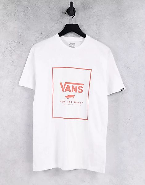 Vans Classic – Print Box – T-Shirt in Weiß/Koralle günstig online kaufen