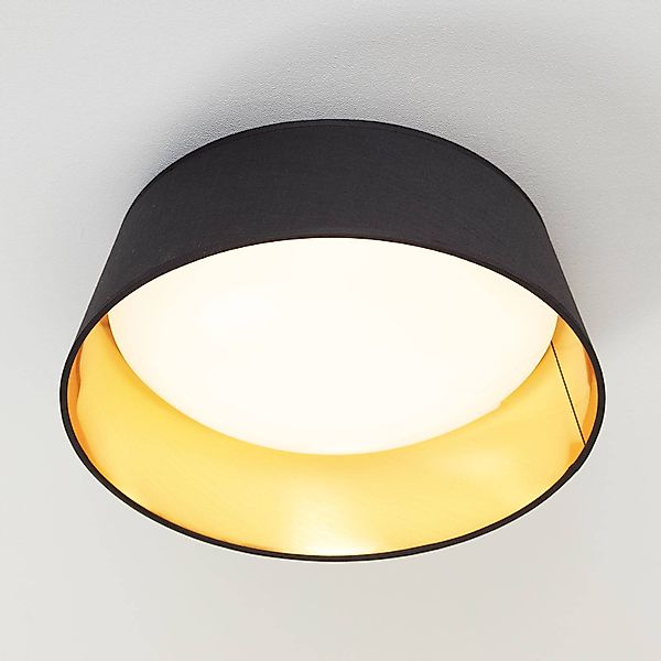 Schwarz-goldene Textil-Deckenlampe Ponts m. LEDs günstig online kaufen