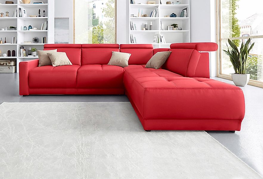 DOMO collection Ecksofa Ava, moderne Sitzheftung günstig online kaufen