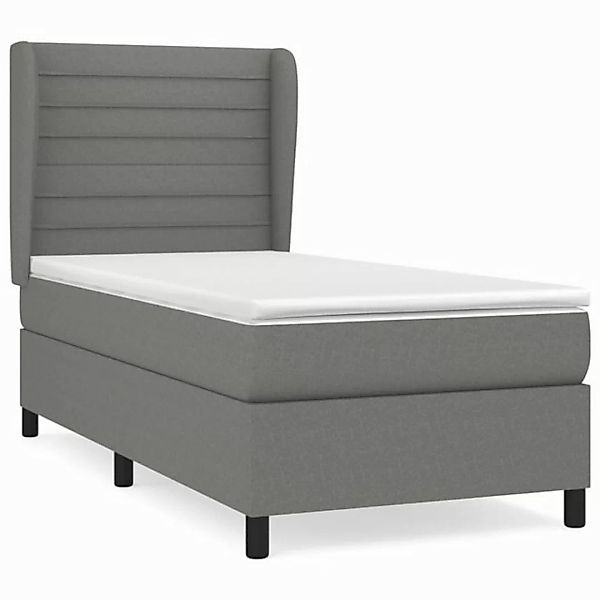 furnicato Bettgestell Boxspringbett mit Matratze Dunkelgrau 100x200 cm Stof günstig online kaufen