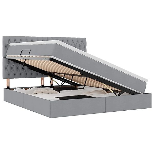 vidaXL Stauraumbett mit Matratze Hellgrau 180 x 200 cm Kunstleder 3371859 günstig online kaufen