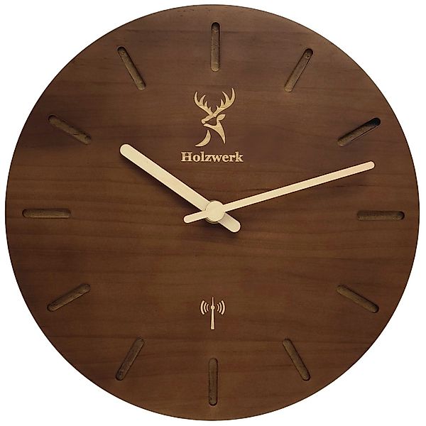 Holzwerk Funkwanduhr moderne Loft Funk Holz günstig online kaufen