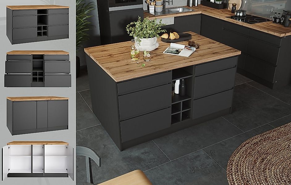 KOCHSTATION Kücheninsel KS-Bruneck, Breite 153 cm, MDF-Fronten, Arbeitsplat günstig online kaufen