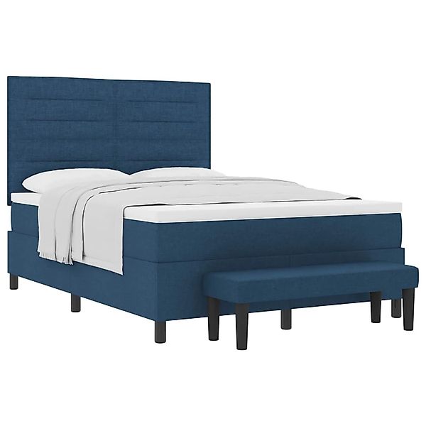 vidaXL Boxspringbett mit Matratze mit Kopfteil Blau 140 x 190 cm Stoff 3343 günstig online kaufen