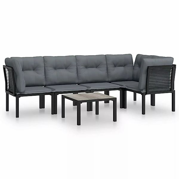 Vidaxl 6-tlg. Garten-lounge-set Schwarz Und Grau Poly Rattan günstig online kaufen