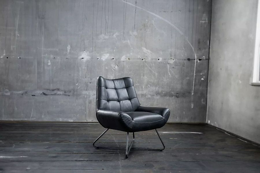 KAWOLA Sessel Snooze Leder schwarz B/H/T: 82x93x76cm günstig online kaufen