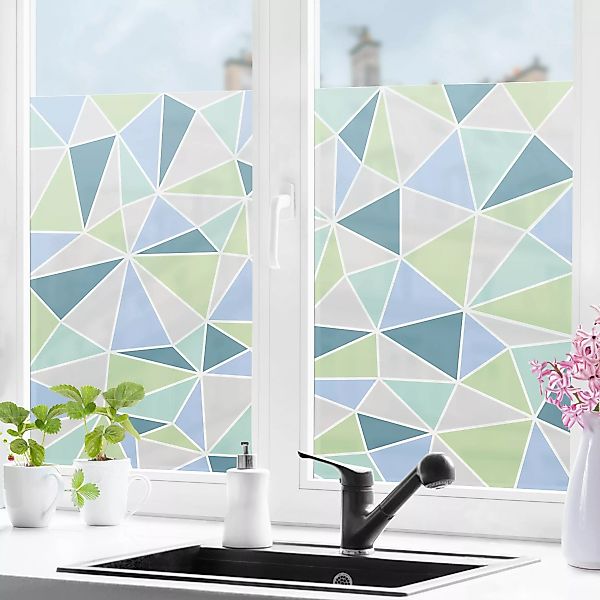 Fensterfolie Geometrische Dreiecke Türkis Grün günstig online kaufen