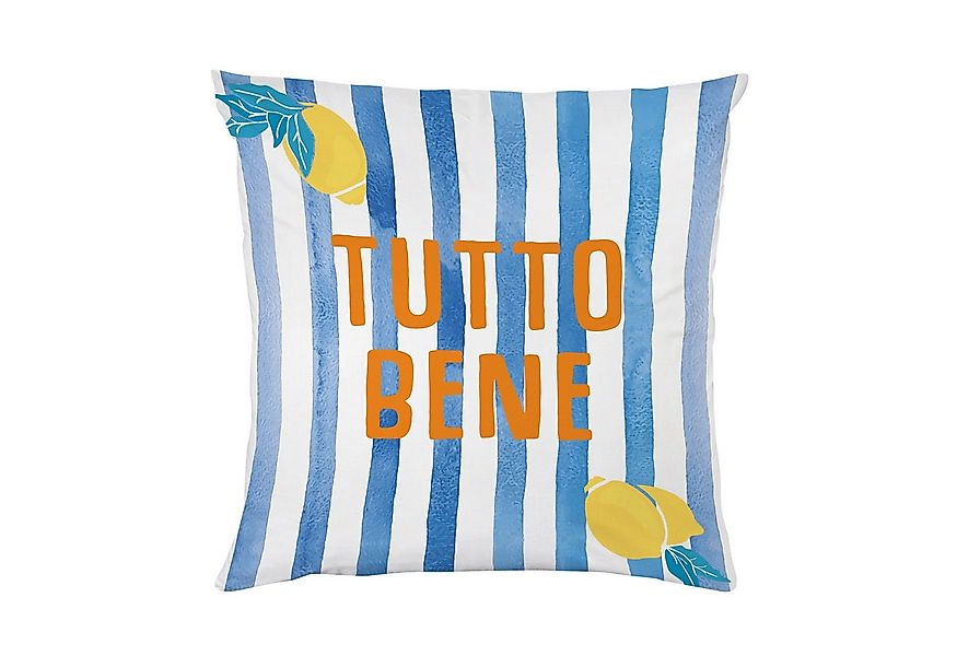 queence Dekokissen Tutto Bene blau weiß gestreift, Beidseitig bedruckte Kis günstig online kaufen