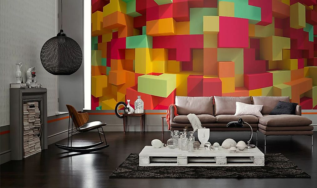 Architects Paper Fototapete »3D Cubes Colour«, Vlies, Wand, Schräge günstig online kaufen