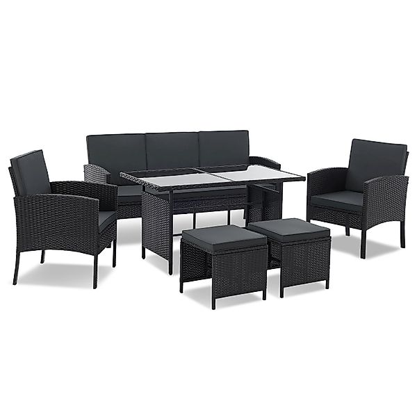 Juskys Gartenlounge-Set Turin, (6-tlg), Polyrattan Sitzgruppe für 7 Persone günstig online kaufen