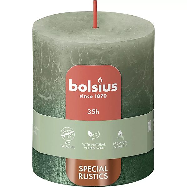 Bolsius Rustik-Kerze Sunset Ø 6,8 cm x 8 cm Olivgrün günstig online kaufen