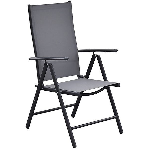 Merxx Klappstuhl Amalfi Aluminium mit Armlehnen verstellbar Grau 2er Set günstig online kaufen