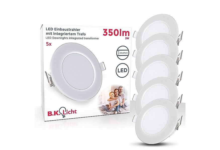 B.K.Licht LED Einbaustrahler 5er SET Bad Einbauleuchten IP65 Ultraflach 30m günstig online kaufen