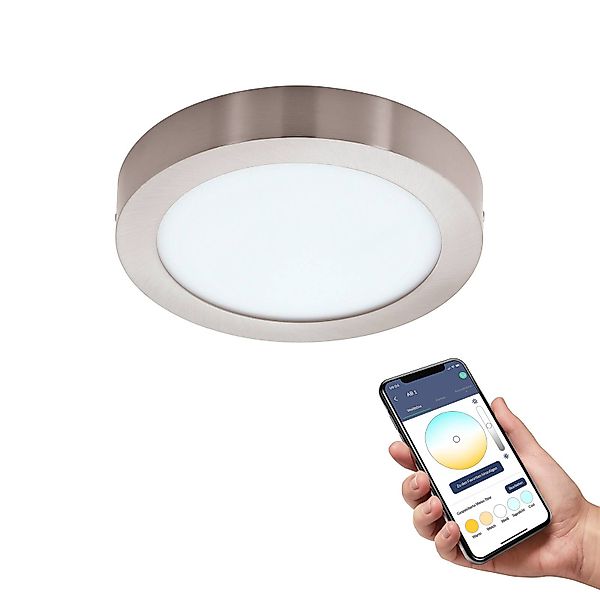 EGLO connect Fueva-Z Deckenlampe, Ø 21cm nickel günstig online kaufen