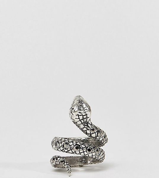 Reclaimed Vintage Inspired – Ring mit Schlangendesign und Schmucksteinen in günstig online kaufen