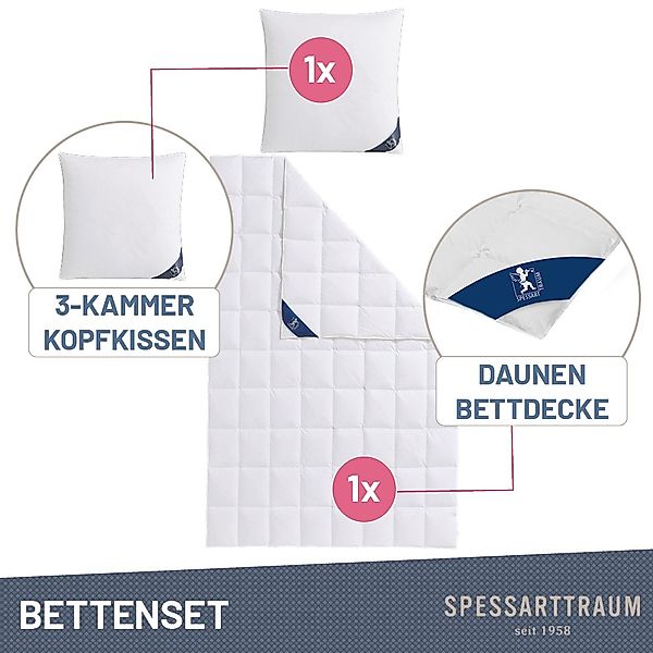 SPESSARTTRAUM Daunenbettdecke + 3-Kammer-Kopfkissen "Exklusiv, 2-tlg, herge günstig online kaufen