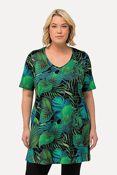 Ulla Popken Longshirt Longshirt Blätter A-Linie günstig online kaufen