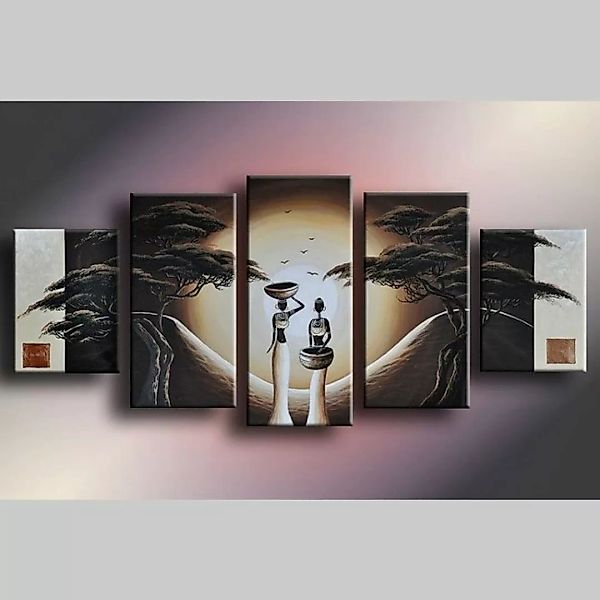 5 Leinwandbilder AFRIKA Frau (4) 150 x 70cm Handgemalt günstig online kaufen