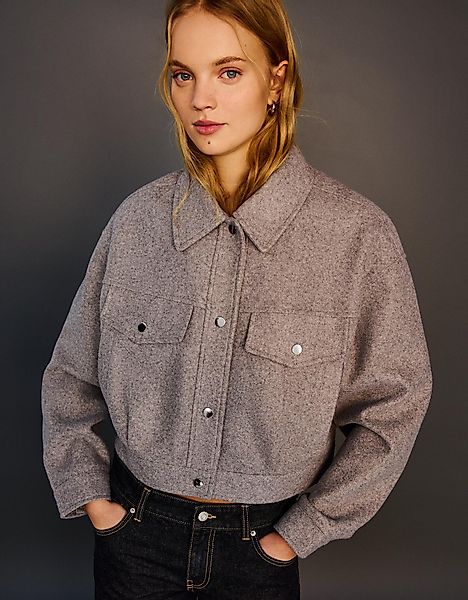 Bershka Truckerjacke Damen L Grau günstig online kaufen