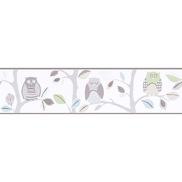 A.S. Création Borte selbstklebend Eulen Kinderzimmer 5 m x 13 cm Weiß-Grau günstig online kaufen