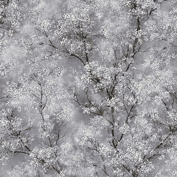 PROFHOME 374201-GU Blumen Tapete Floral schimmernd Grau Schwarz Weiß 0,53 m günstig online kaufen