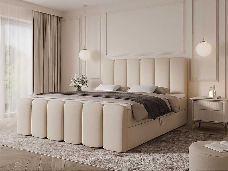 Compleo Boxbett Wolkenbett, Bequem H3 CAOBA, Doppelbett gepolstertes Kopfte günstig online kaufen