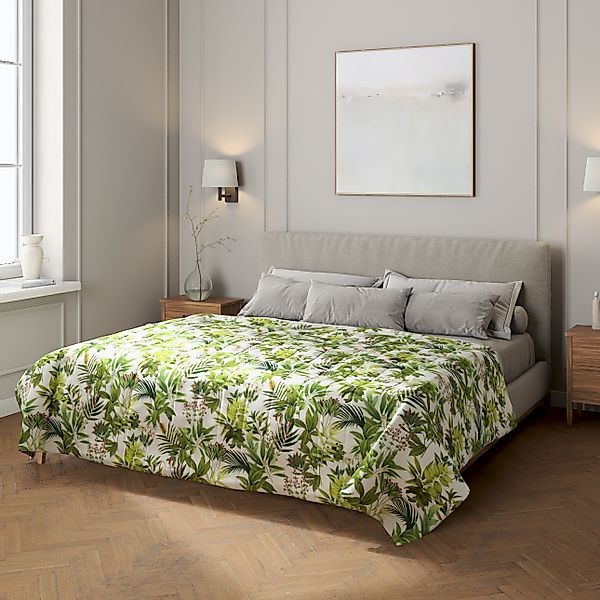 Tagesdecke mit Streifen-Steppung, grün-weiß, Flowers (143-69) günstig online kaufen
