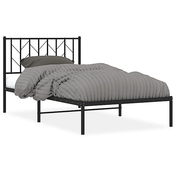 vidaXL Bett Bettgestell mit Kopfteil Metall Schwarz 100x200 cm günstig online kaufen