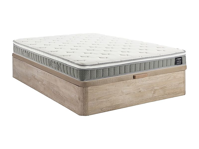 Bett mit Bettkasten - 160 x 200 cm - Natur hell - Taschenfederkernmatratze günstig online kaufen