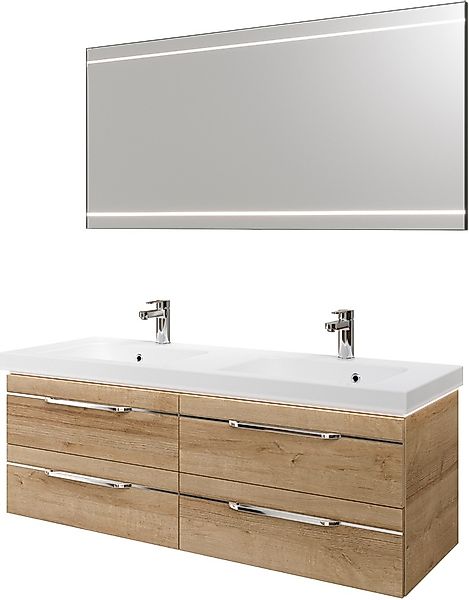 Saphir Badmöbel-Set »Balto 2-teilig Mineralmarmor-Doppelwaschtisch mit LED- günstig online kaufen