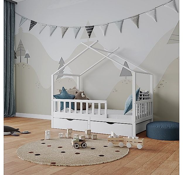 VitaliSpa® Hausbett Franka, Weiß, 80x160 cm mit 2 Schubladen und Matratze, günstig online kaufen