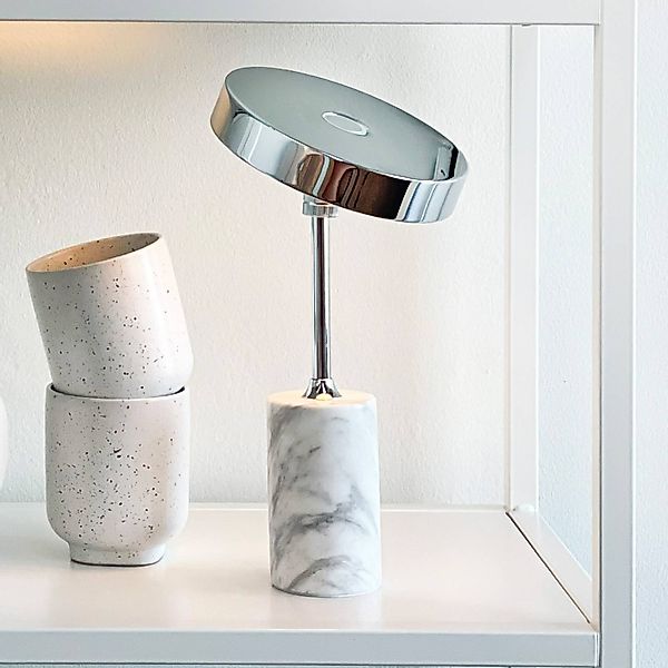 Dyberg Larsen LED-Akku-Tischlampe Starlight, chrom/weiß günstig online kaufen