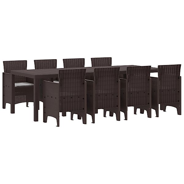 vidaXL 9-tlg Garten-Essgruppe mit Kissen Braun Poly Rattan 3378739 günstig online kaufen