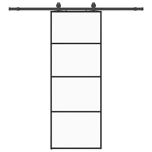 vidaXL Schiebetür mit Beschlag Schwarz 76x205 cm ESG-Glas 3375856 günstig online kaufen