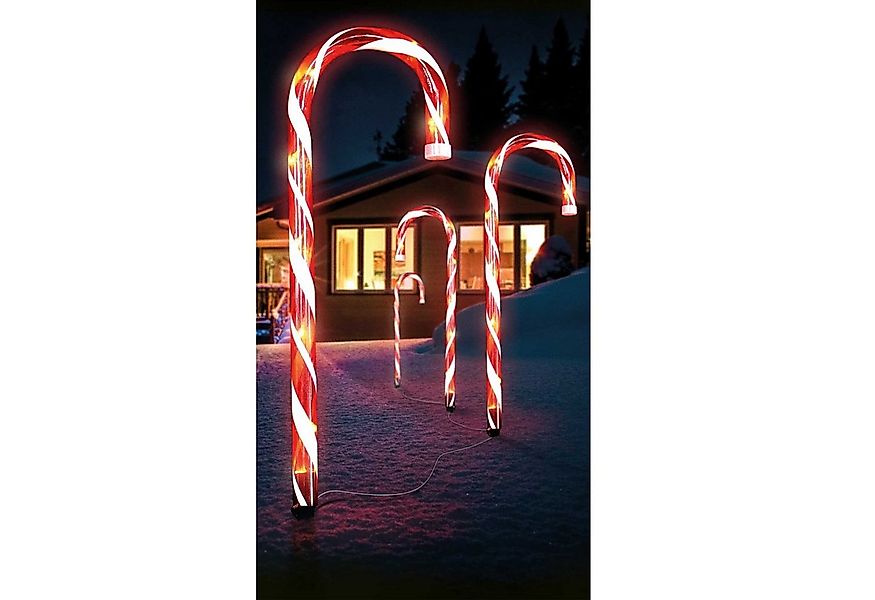 Mojawo Lichtervorhang 4er Set LED-Gartenleuchtstäbe Zuckerstange günstig online kaufen