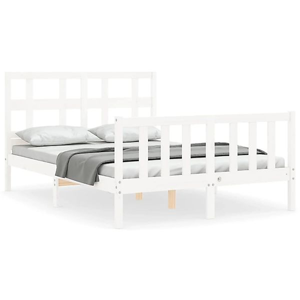 vidaXL Massivholzbett ohne Matratze Weiß 140x190 cm Kiefernholz 3192992 günstig online kaufen