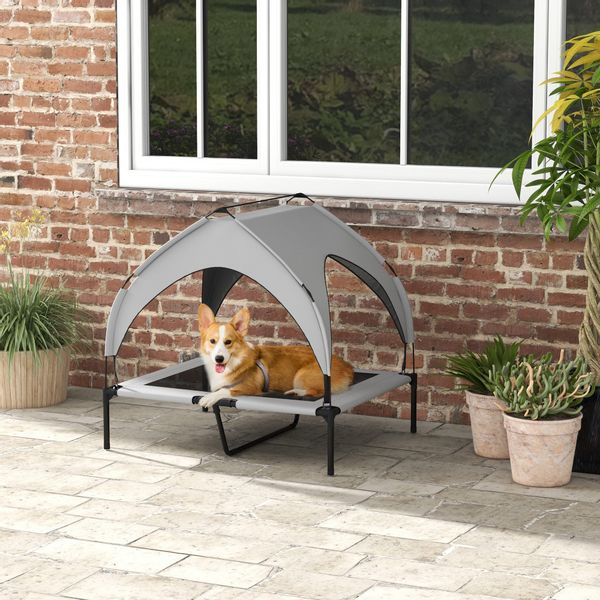 PawHut Tierbett mit Baldachin, Outdoor Hundeliege günstig online kaufen