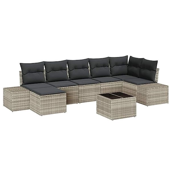 vidaXL 8-Teiliges Gartensofa-Set mit Kissen in Grau aus Poly Rattan 3355831 günstig online kaufen