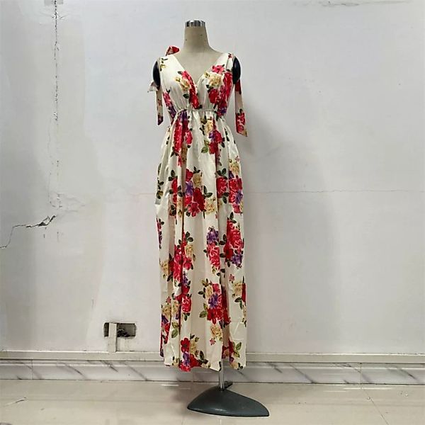 ZWY Dirndlbluse Rückenfreies ärmelloses Strapskleid bedrucktes Damenkleid günstig online kaufen