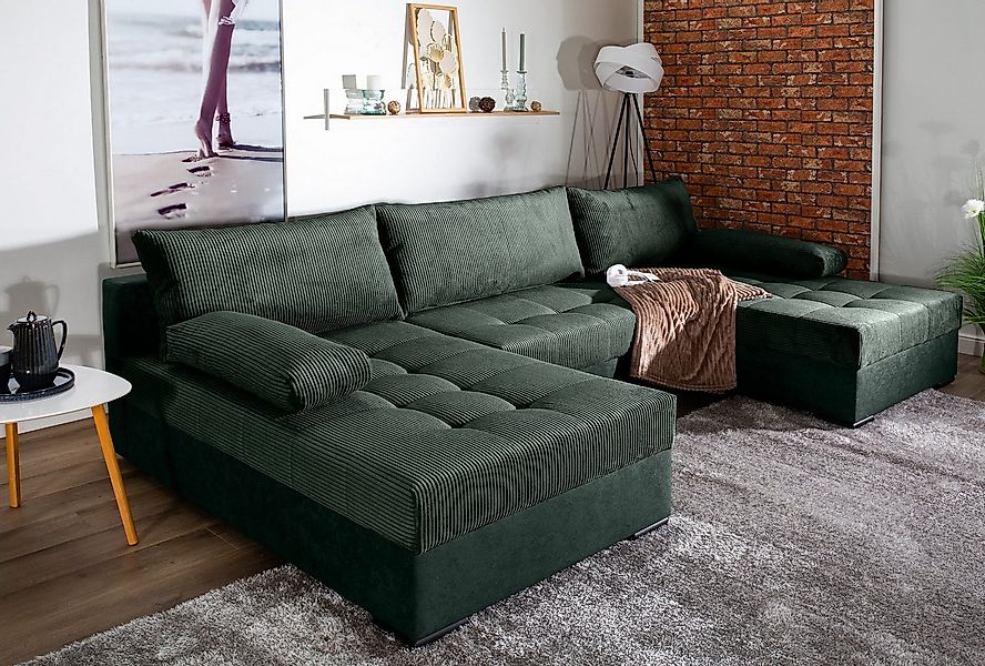 COLLECTION AB Wohnlandschaft "Josy U-Form, B: 307 cm" mit Bettfunktion & Be günstig online kaufen