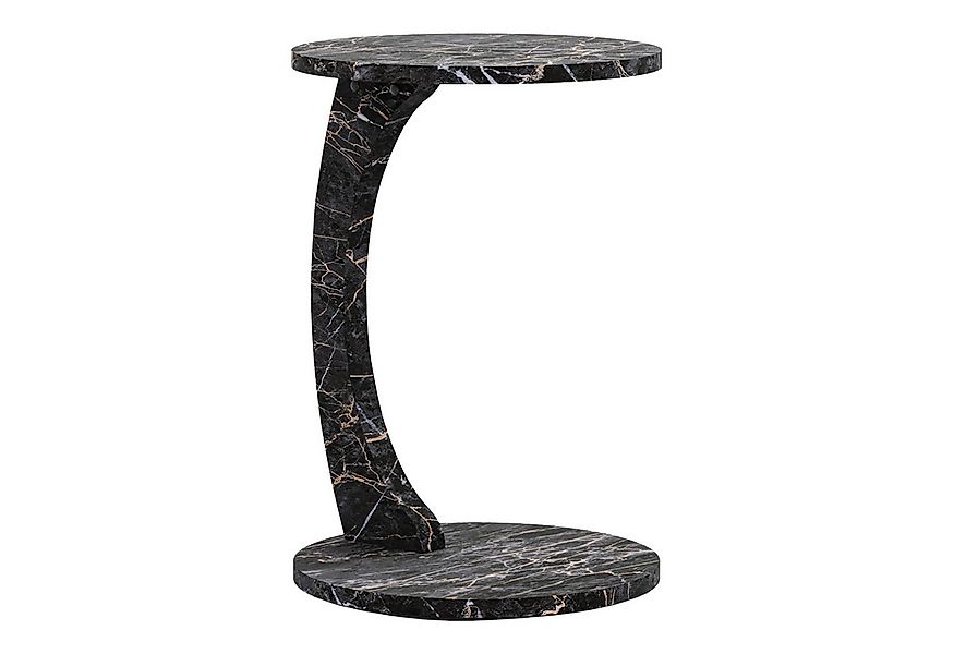 en.casa Beistelltisch, »Holeby« C-Form mit 4 Rollen rund 56 x Ø 38 cm Marmo günstig online kaufen