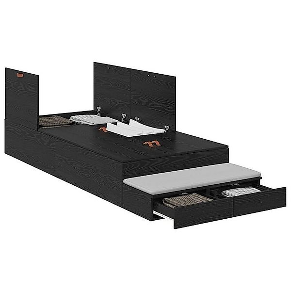 vidaXL Bett Stauraum Bettgestell Schwarze Eiche Holzwerkstoff 75 x 190 cm ( günstig online kaufen