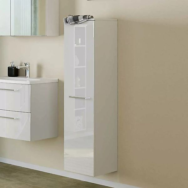 Hochglanz Hochschrank in Weiß Badezimmer günstig online kaufen