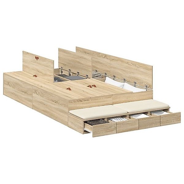 vidaXL Bett Stauraum-Bettgestell Sonoma Eiche Holzwerkstoff 120 x 190 cm (1 günstig online kaufen