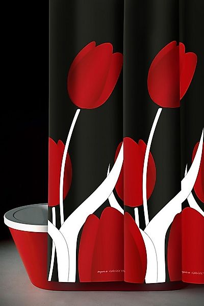 LikeKa Duschvorhang rot,Badevorhang schwarz,Wannenvorhang,Badezimmer Vorhan günstig online kaufen