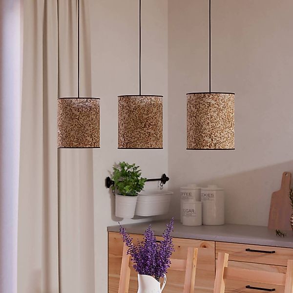 Hängelampe Butterburn, Länge 86 cm, beige/grün, 3-flg., günstig online kaufen