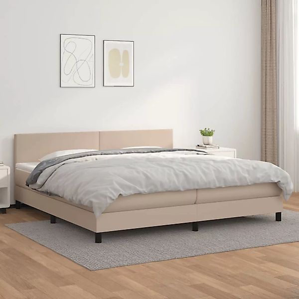 Vidaxl Boxspringbett Matratze Cappuccino-braun 200x200cm Kunstleder günstig online kaufen