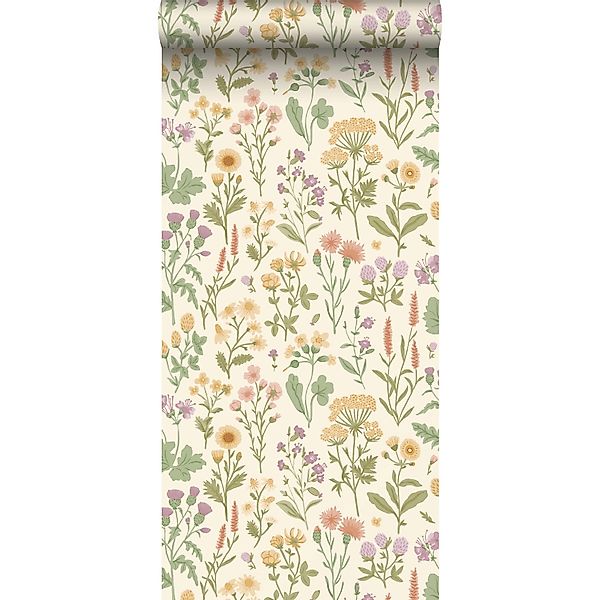 Sanders & Sanders Tapete Feldblumen Gelb und Grün 50 x 900 cm günstig online kaufen